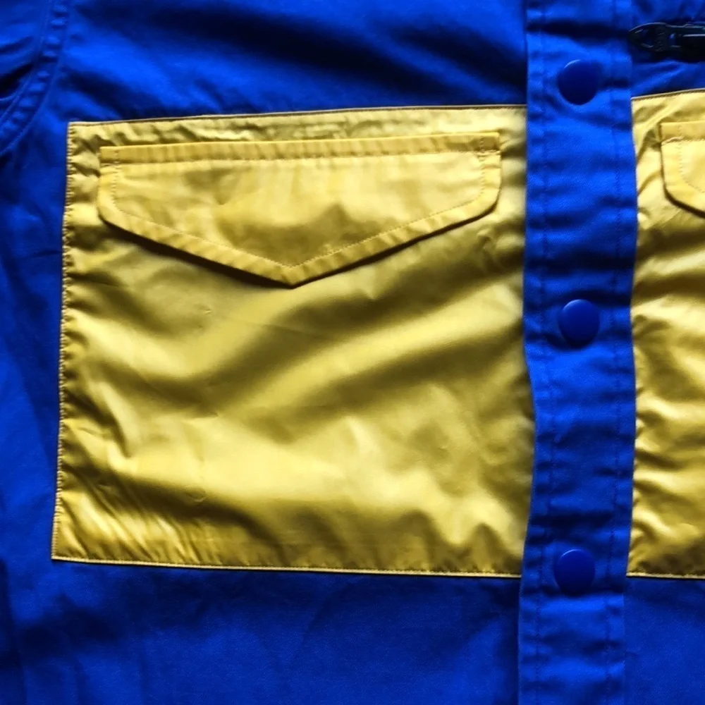 RARE Vintage Polo Ralph Lauren Sport Classic Fit Utility Shirt Blue Yellow Green